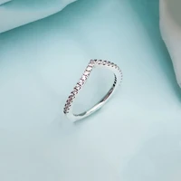 authentic 925 sterling silver pan ring creative bright wish bone wish flash ring for women wedding party gift fashion jewelry