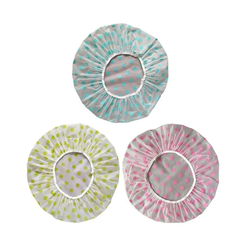 

1/3pcs Color Thickened Disposable Shower Cap Waterproof Wave Point Adult Shower Cap Oil-proof And Waterproof Shower Cap