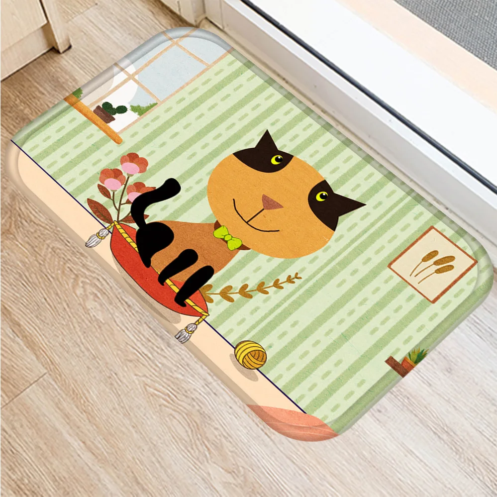 Модный милый кошачий ковер мягкий фланелевый коврик для ванной кухонный