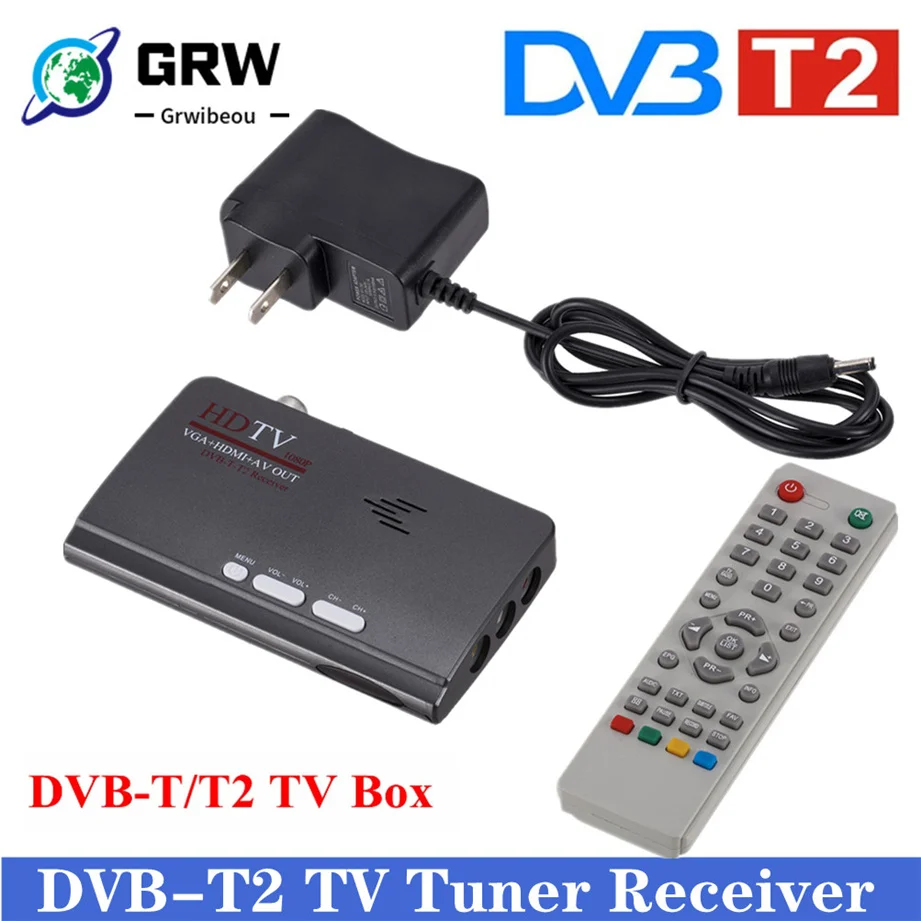 Dvb T DVB T2 ТВ тюнер ресивер dvb T/T2 коробка VGA AV CVBS 1080P совместимому с HDMI Цифровой HD