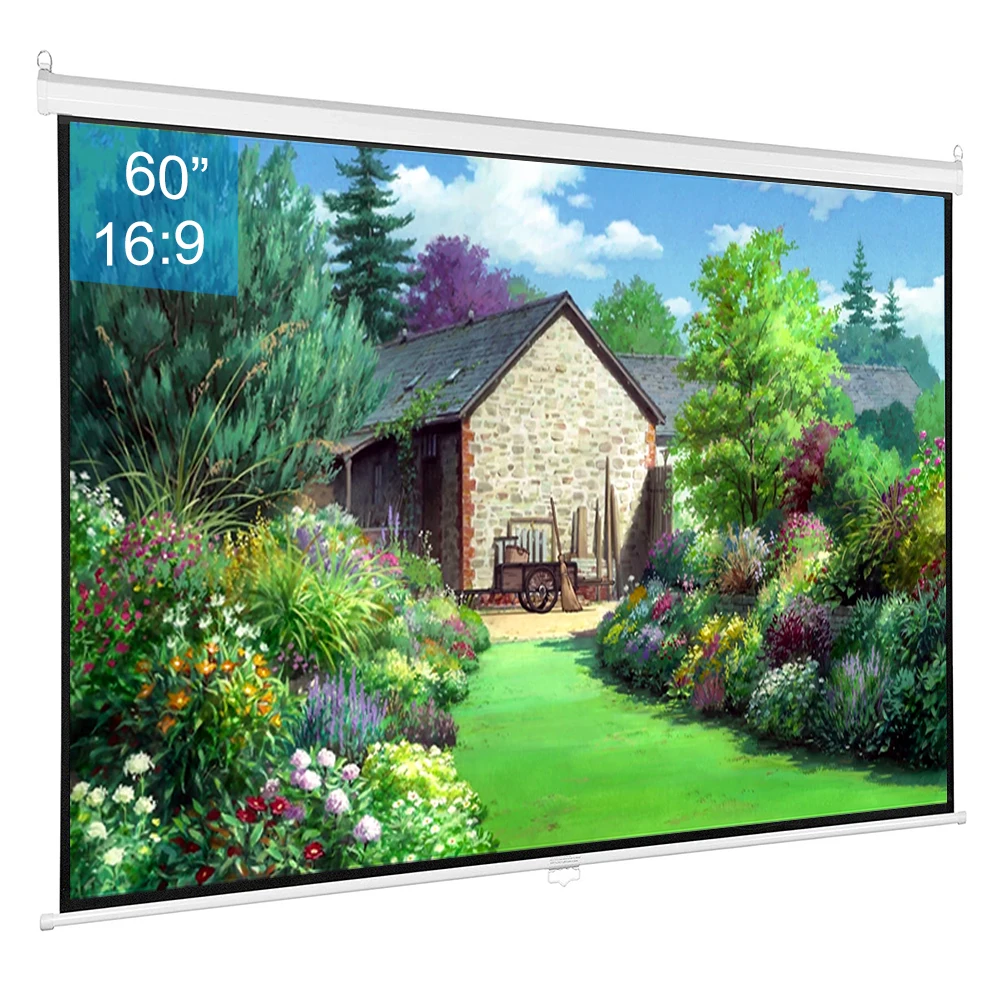 Ручной вытяжной проектор экран 60 inch16: 9 самоблокирующийся матовый белый для дома