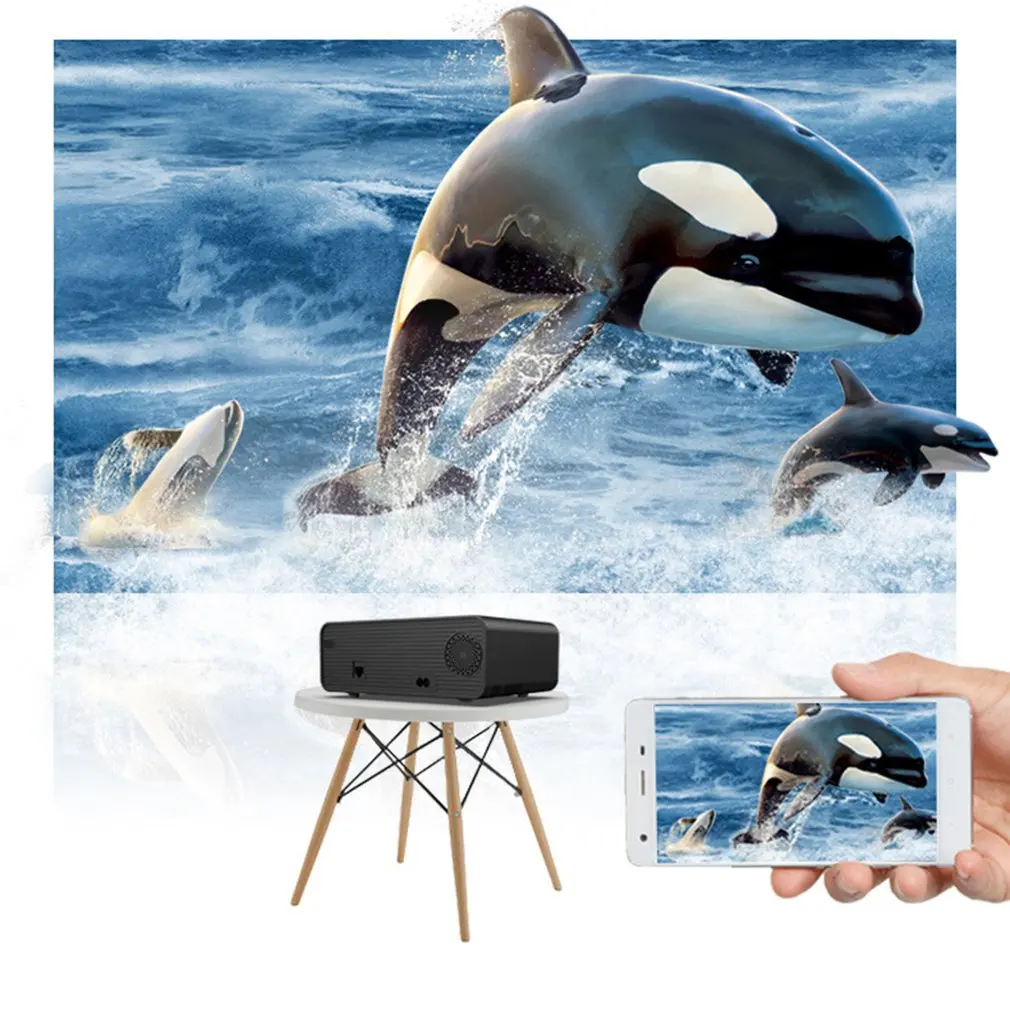 Black Portable Projector High Definition 1080p Mobile Phone Wifi Wireless Same Screen Home Theater Video | Компьютеры и офис