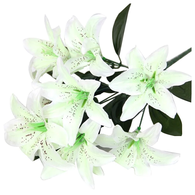 10 головок Шелковый цветок искусственные лилии букет для дома свадьбы Цветочный