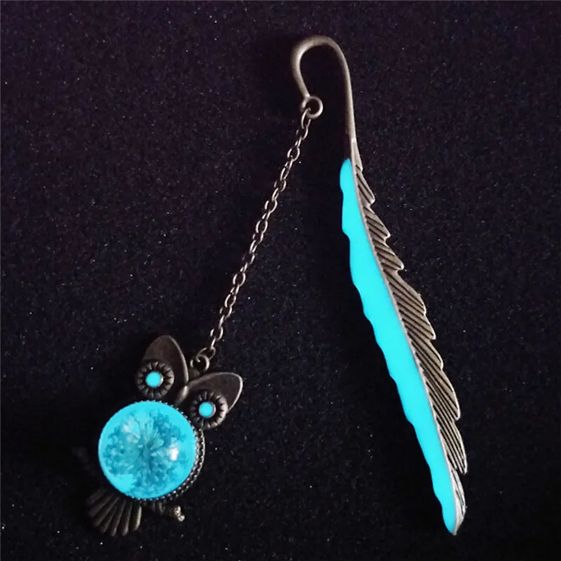 1 шт. светящиеся серебристые медные закладки в форме пера Совы креативный подарок