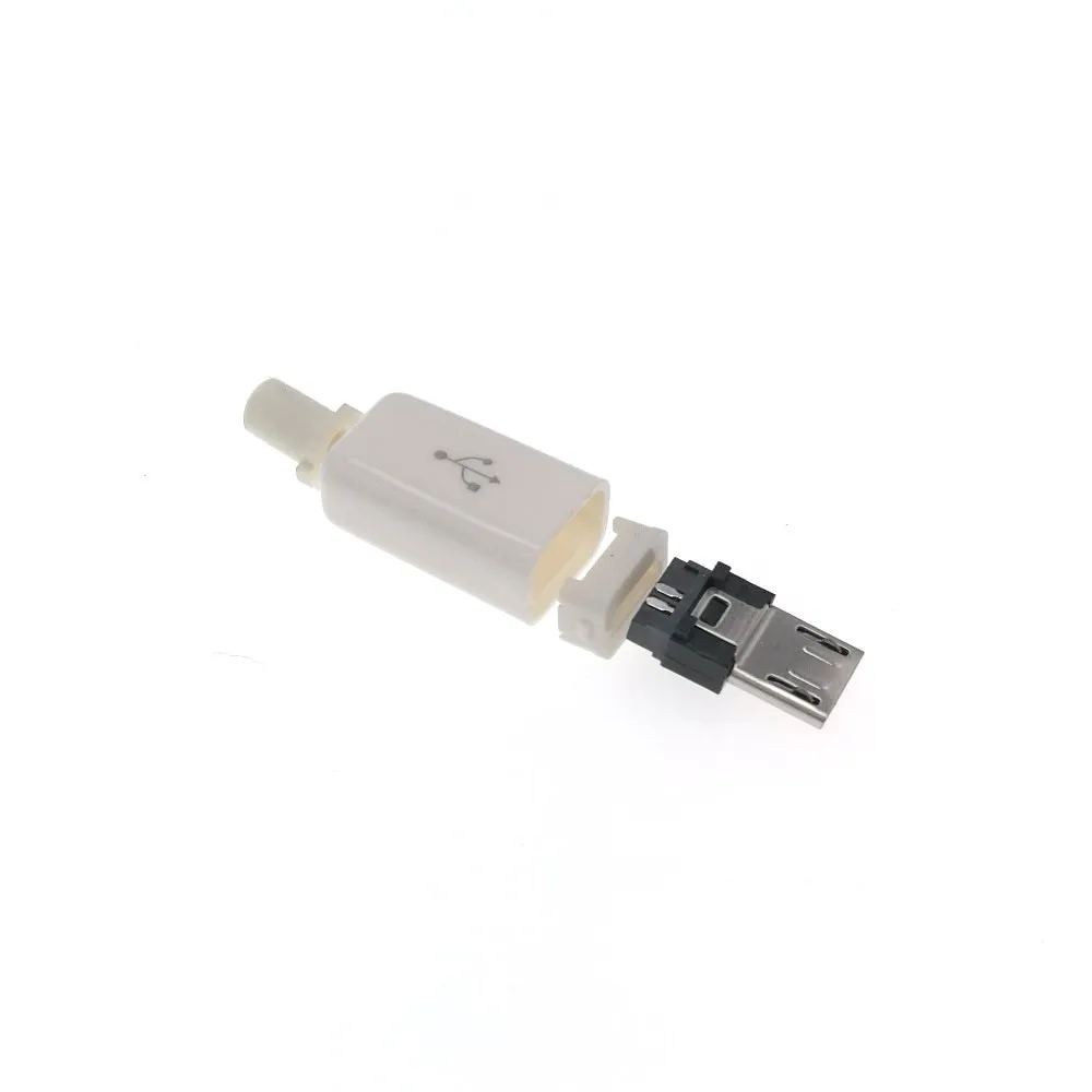 2 комплекта DIY Micro USB Type B папа 5pin четыре шт разъем в сборе белый цвет|connector 5pin|connector