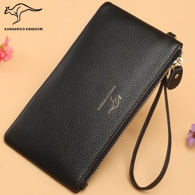 Модные брендовые женские кошельки KANGAROO KINGDOM длинный тонкий клатч из натуральной