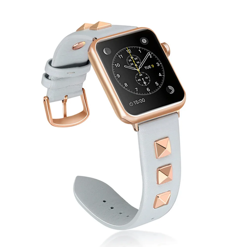 Панк кожаный ремешок для Apple Watch 44 мм 40 iWatch 38 42 браслет часов из натуральной кожи 5 4