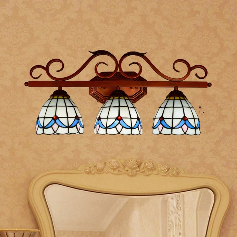 Европейская современная лампа Tiffany стеклянное настенное зеркало для ванной