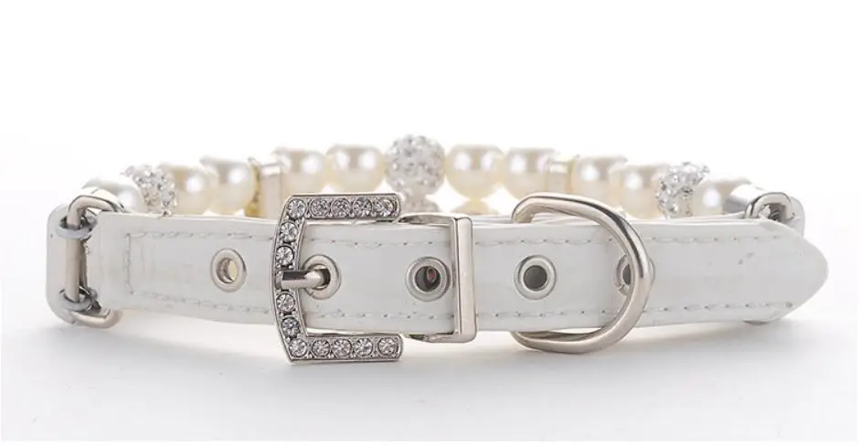 Ошейник для собак из искусственной кожи с жемчугом и бриллиантами | Дом сад