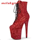 Блестящие женские ботинки Mclubgirl, 20 см, на шнуровке