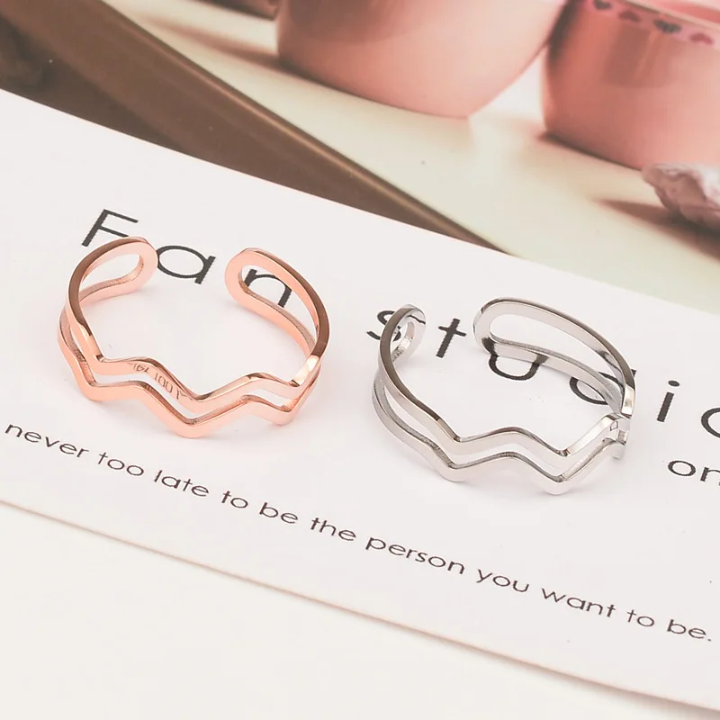 Ювелирные изделия из титановой стали YUN RUO 316L волнистое Открытое кольцо мозаика