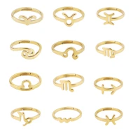 handmade adjustable zodiac ring stainless steel women constellation ring abstract signs fashion rings