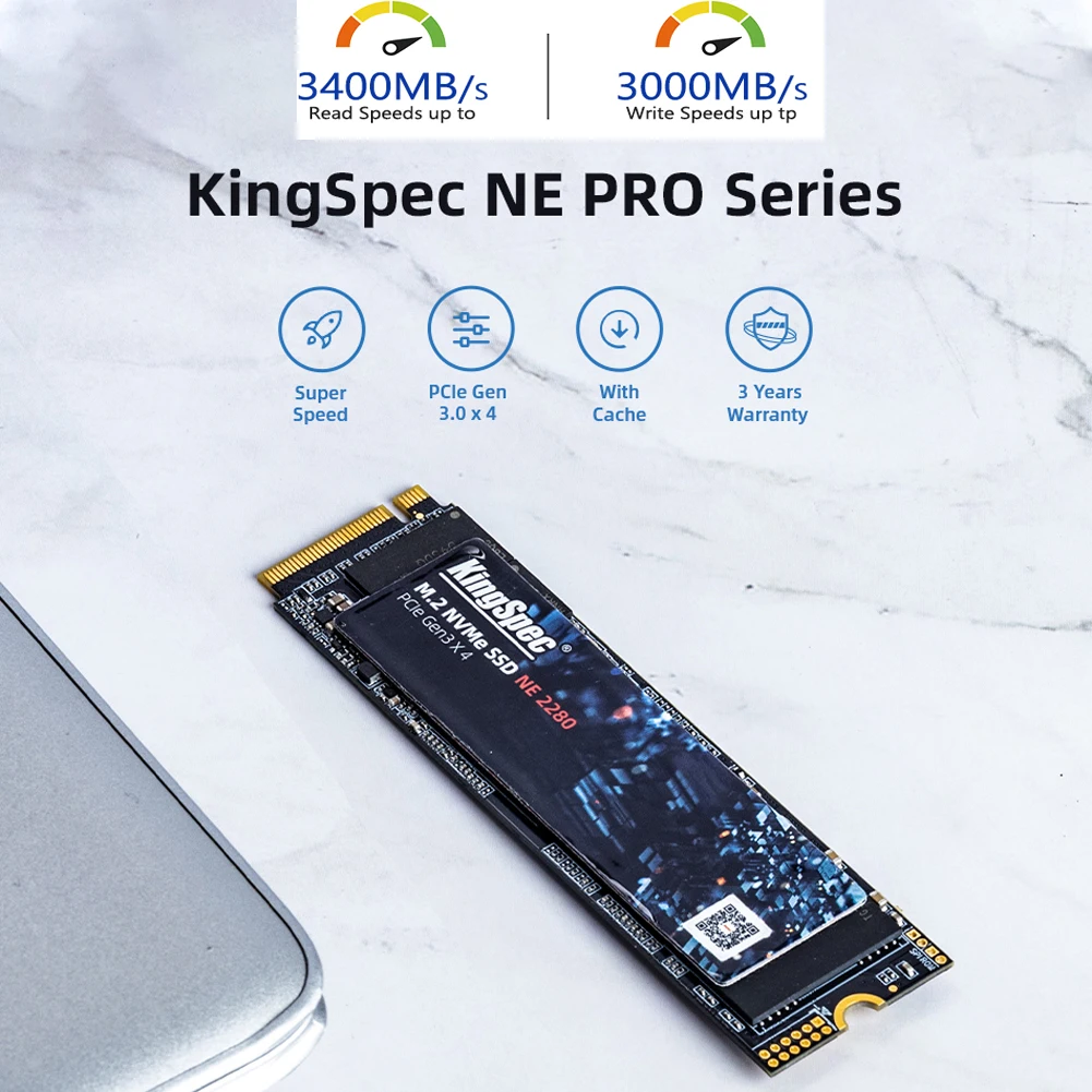 Фото KingSpec M.2 NVMe SSD с Dram 1 ТБ PCIe 2280 внутренний высокая производительность твердотельный