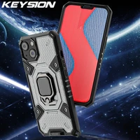 keysion shockproof armor case for iphone 13 pro max 13 mini new transparent ring stand phone back cover for iphone 11 12 pro max