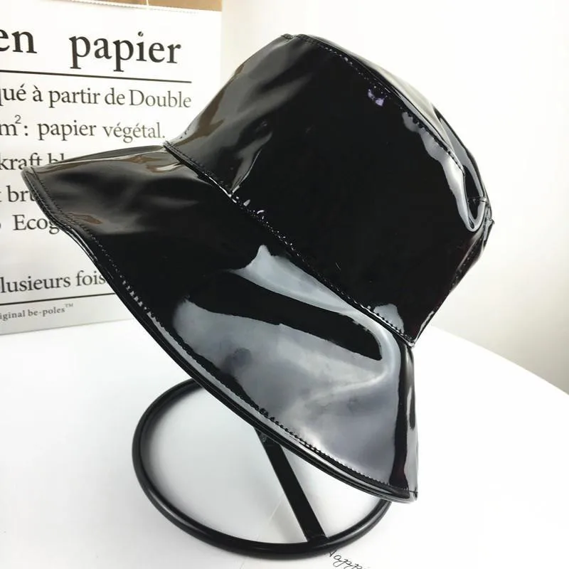 

Leather and Cotton Solid Bucket Hat Fisherman Hat Outdoor Travel Hat Foldable Sun Cap Hats for Men and Women 578