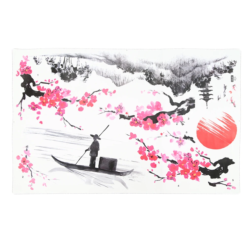 Пейзаж живопись стиль горячее солнце слива цветок украшение на стену гостиной