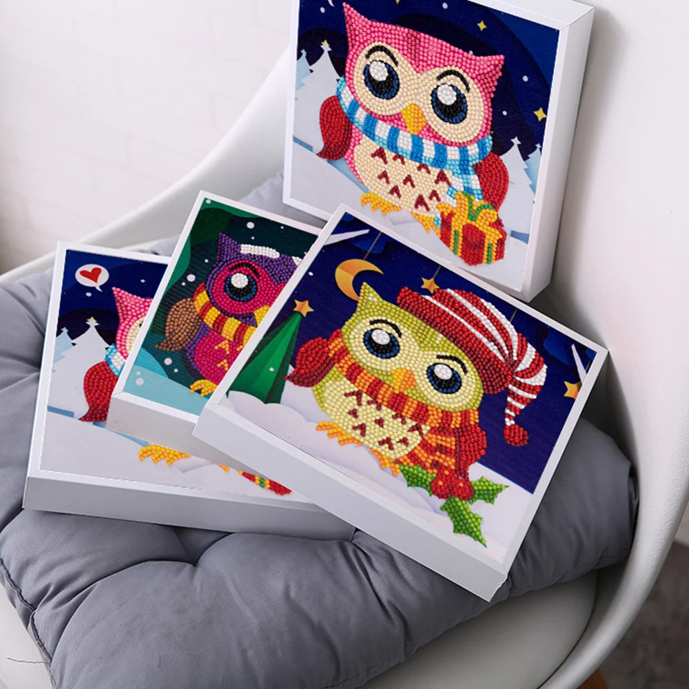 

5D Diamond Mosaic Owl Needlework DIY Full Sets Diamond Embroidery With Framed Cartoon Animal Picture Of Rhinestones Home Decor