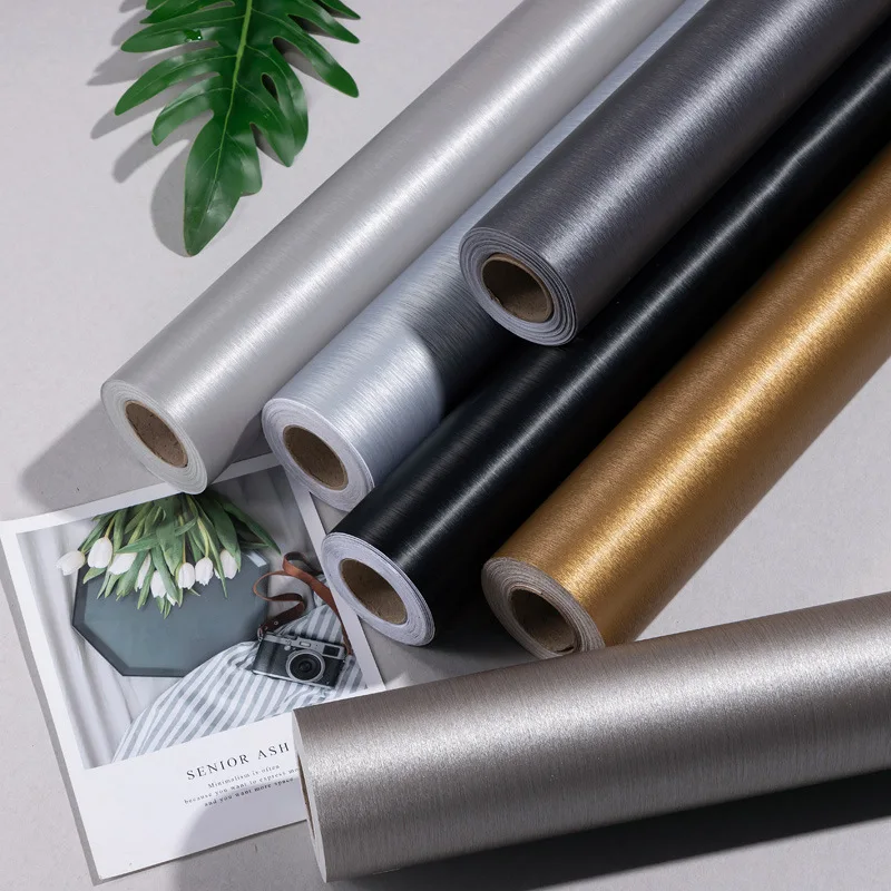 

Metal decorative wallpaper stainless steel pvc renovation film anti-static household appliance sticker self-adhesive wallpaper