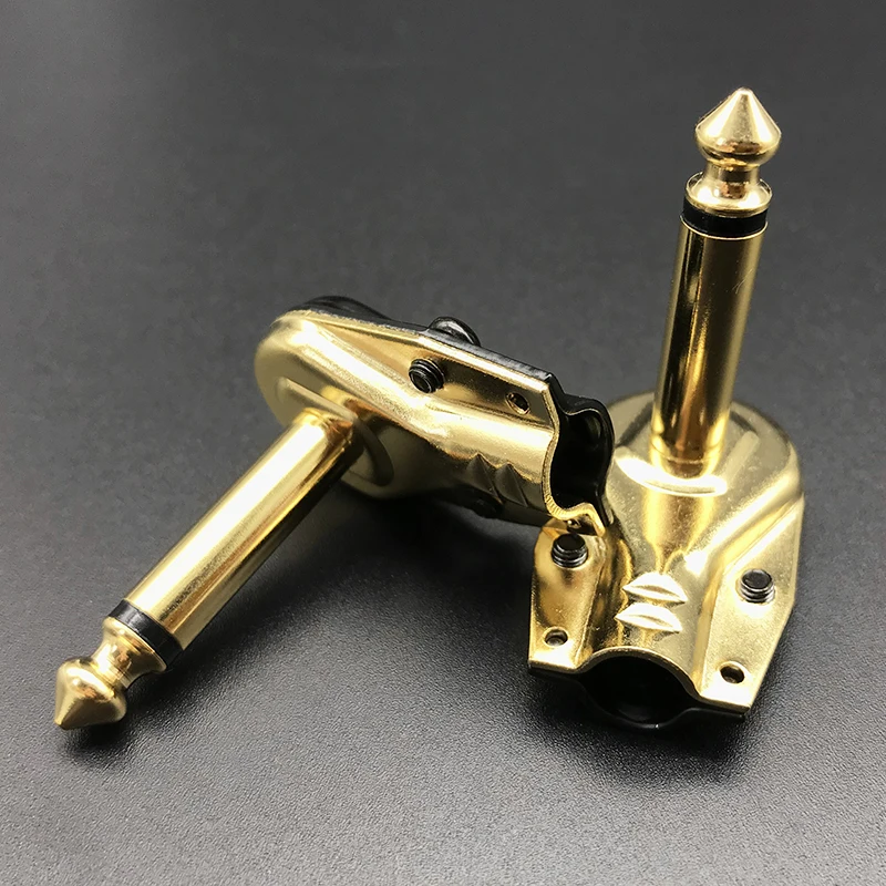 2 шт. латунь позолоченный 6 35 мм моно полюса Джек 90 градусов прямоугольный L тип