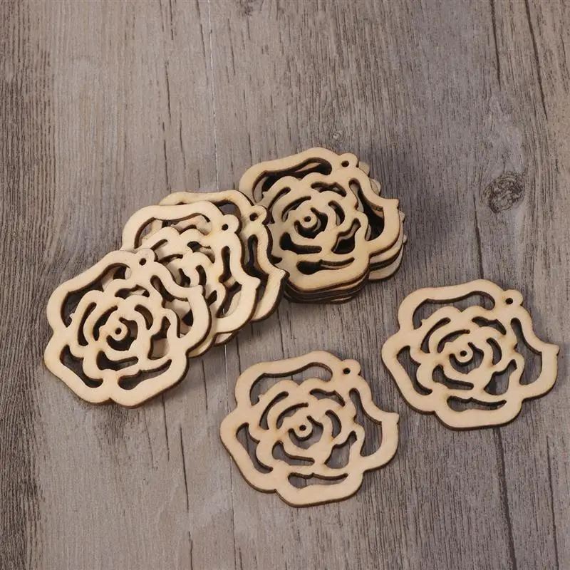 10 шт полые розы цветок резные виниры кусочки лоскутное DIY ремесло украшение день