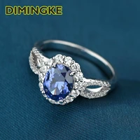 dimingke vintage 57mm natural sapphire ring 100 s925 silver women party anniversary jewelry