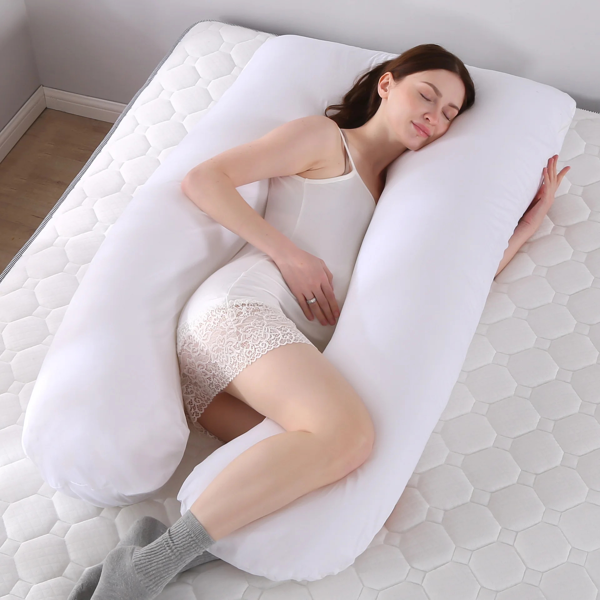 Almohada de apoyo para dormir para mujeres embarazadas, coj&iacute;n de maternidad multifuncional en forma de U, coj&iacute;n para amamantar-0