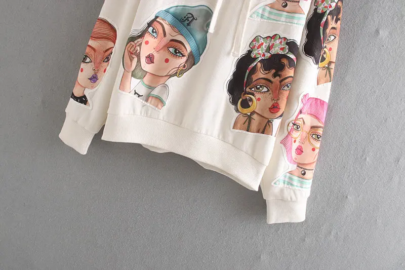 Художественная серия пальто осень зима с капюшоном Jumperfashion пуловер уличная мультяшная толстовка женская одежда толстовка