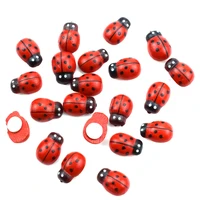 50pcs mini wooden buttons ladybug sponge self adhesive stickers micro landscape decor mini fridge magnets for scrapbooking