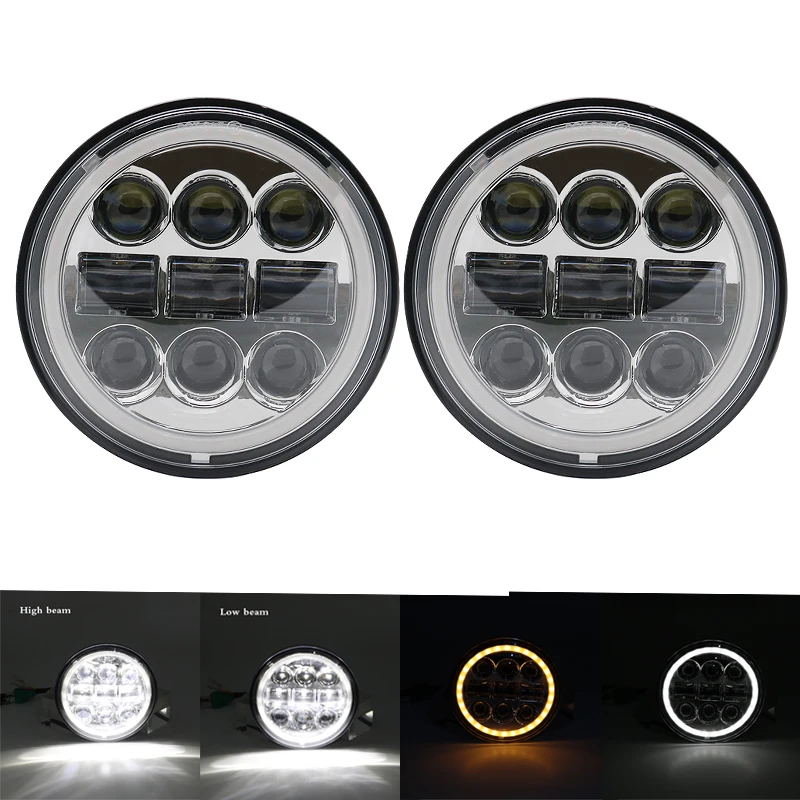 2pcs chrome 2x5,75 дюйма светодиодные фары дальнего/ближнего света halo для Triumph Rocket iii 3 и скорости тройной и уличной тройной и Thunde 5 3/" проектор - Цвет: 2pcs chrome