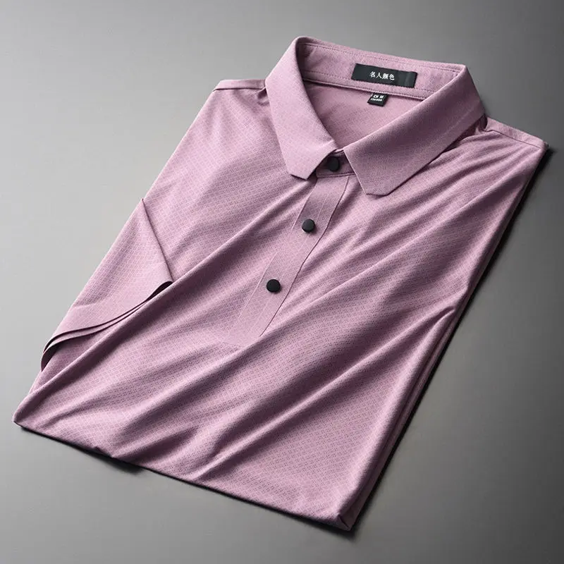 

2020 summer new men's Plastic Lapel short sleeve T-shirt slim fashion casual lightweight Paul polo men's shirt