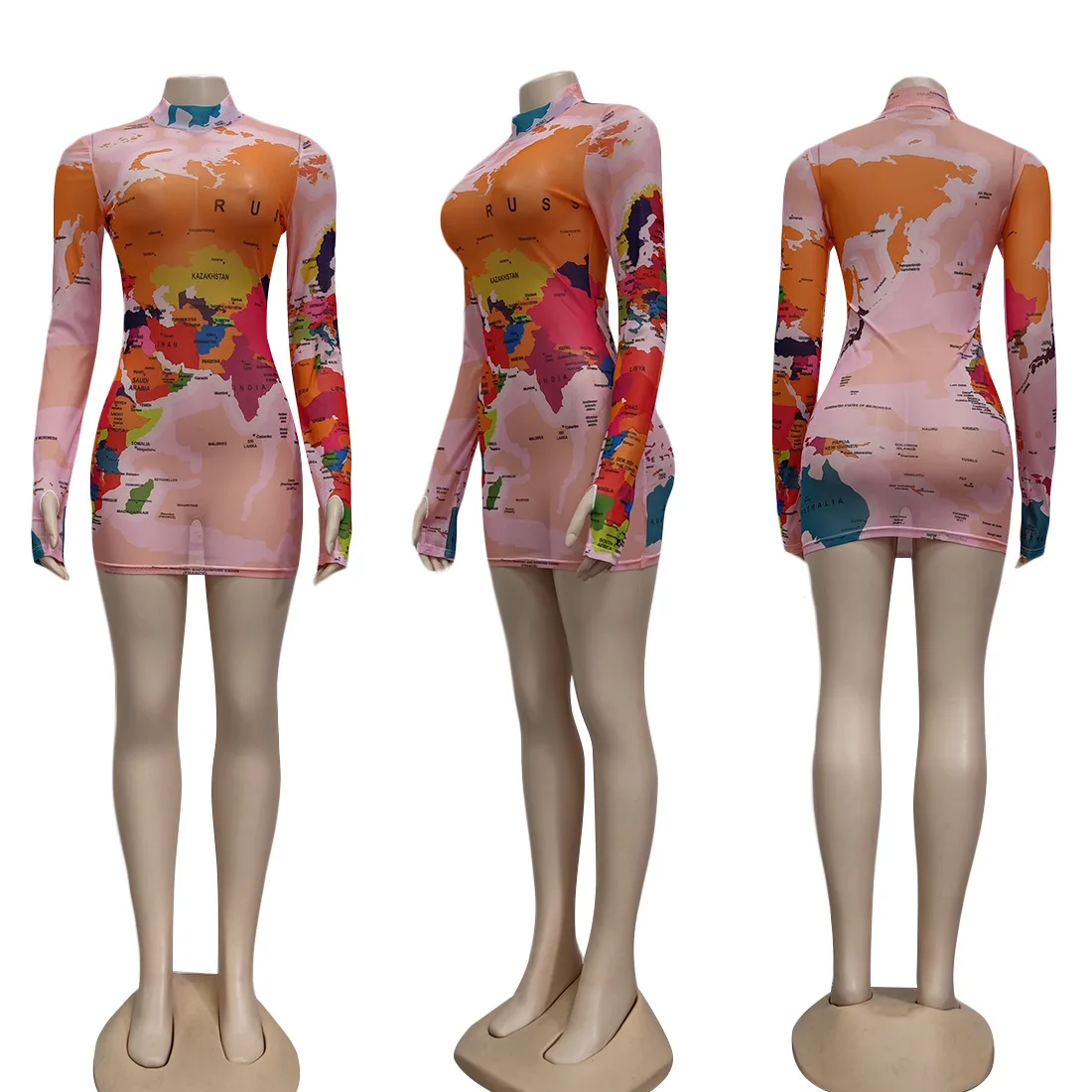 

Coolhappy 2021 China Custom Tight Long Sleeve Round Neck Fashion Casual Sexy Ladies Dress