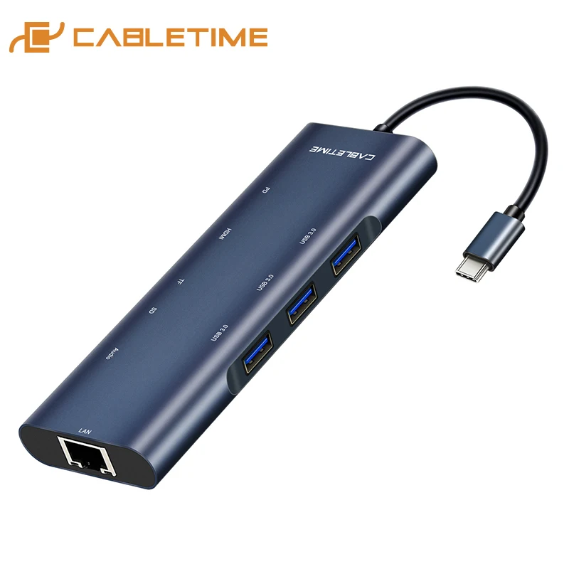 CABLETIME USB C концентратор к HDMI 3 0 SD/TF кард-ридер PD 5 мм адаптер разветвитель для MacBook Pro