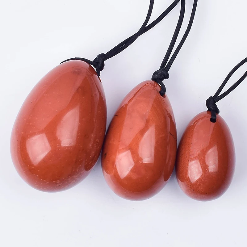 

3 Pieces Natural Red Jasper Yoni Eggs Women Kegel Exercise Yoni Egg Narrowing Vaginal Muscle Ben Wa Ball Massage Stone
