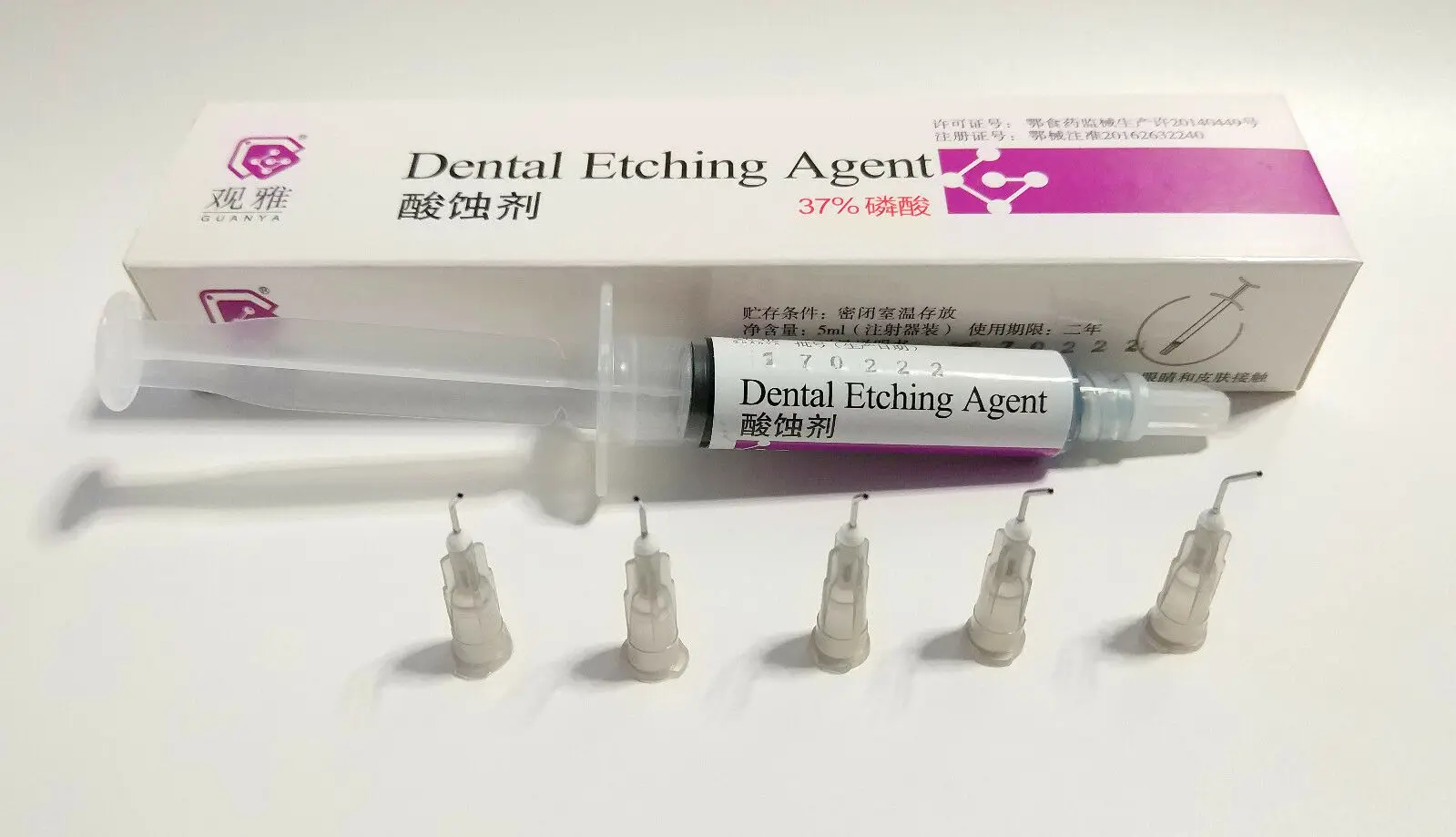 

5Kits Dental Acid Blue Etching Etchant Gel 37% Agent Phosphoric Acid 5 Syringe 25ML+25Tips