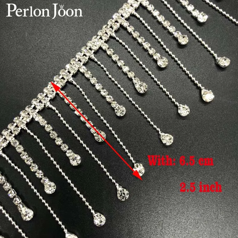 

1 yard flicker crystal tassel style rhinestone fringe trim sew on clothing wedding boots clothing decoration ML043
