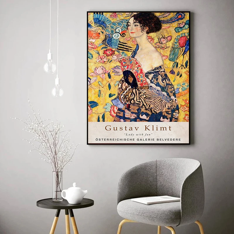 

Gustav Klimt Classic Vintage Woman Artwork Poster Prints Canvas Painting Abstract Wall Art Picture Living Room Home Decoration