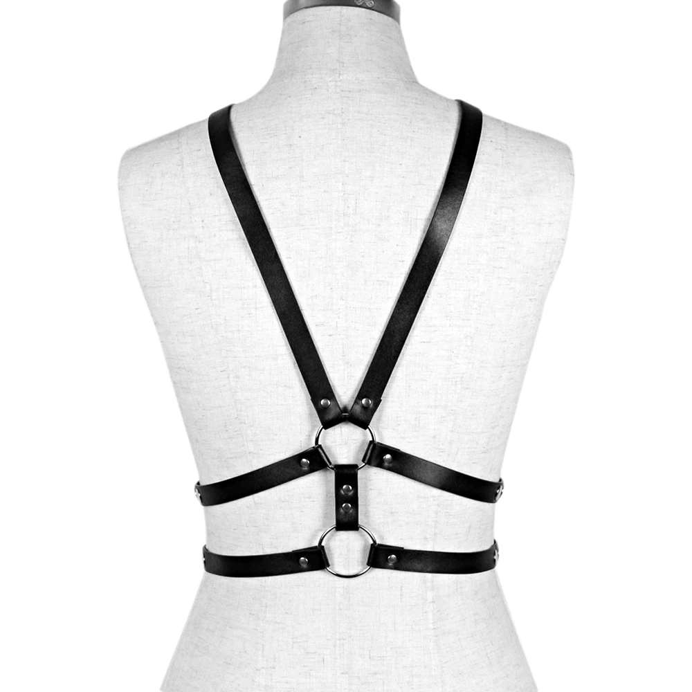 

Erotic Lingerie Women's Harness Bra Body Bondage Rave Punk Goth Leather Harness Sexy Underwear Goth Accessories Goods For Adults