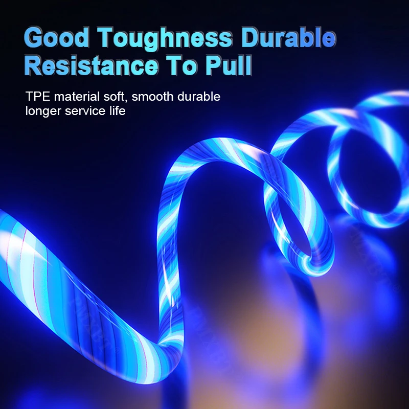 Магнитный кабель Eiytc USB Type-C шнур для быстрой зарядки телефона со светодиодной