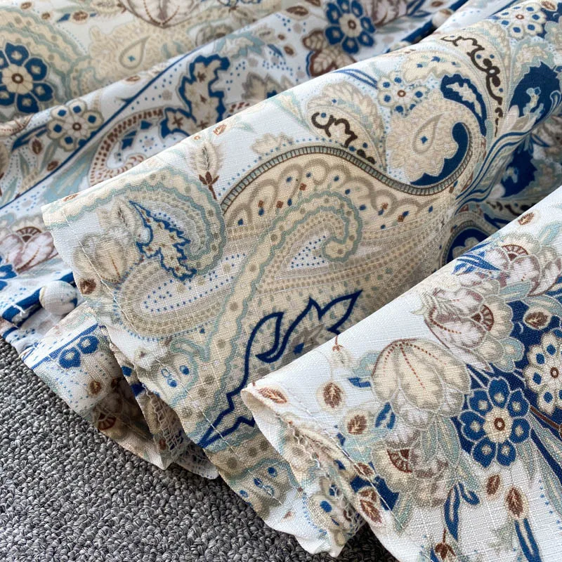 

Spring Autumn Dress Women 2021 Runway Fashion Vintage Print Dresses Buttons V Neck Long Lantern Sleeve Elegant Dress