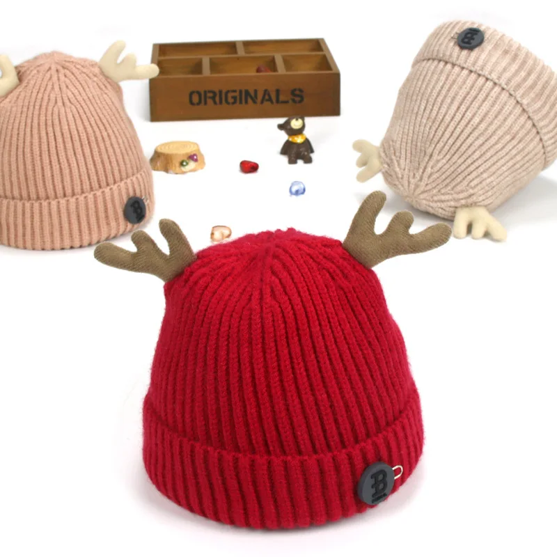 

Antler Cartoon Hat New Baby Hat Autumn and Winter Baby Knitted Hat Woolen Hat Boy Girl Party Christmas Cap Girls Winter Hats