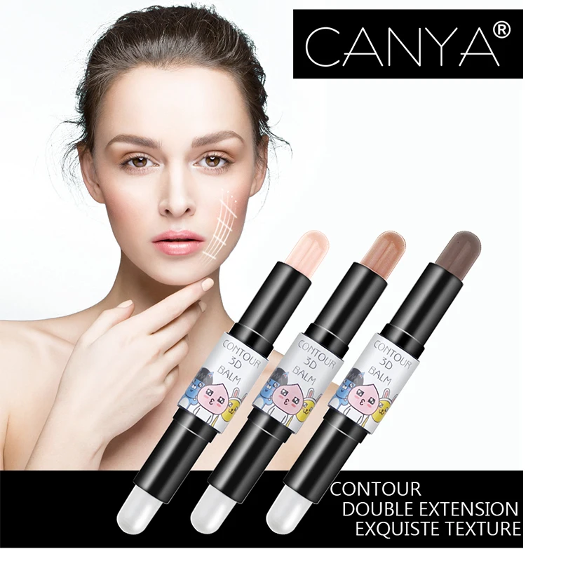 Pudaier 3Colors 3D Effect Face Concealer Stick Pen Corrector Base Contour Palette Contouring Make Up Dual Double Head Cream |