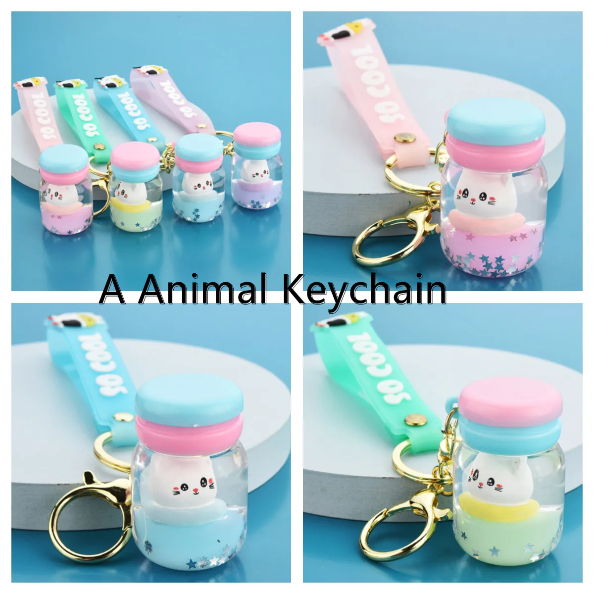 

New Ideas Cat Drift Bottle Keychain Beautiful Lovely Little Flower Backpack Decoration Bag Accessories Car Key Bell Keyring Gift