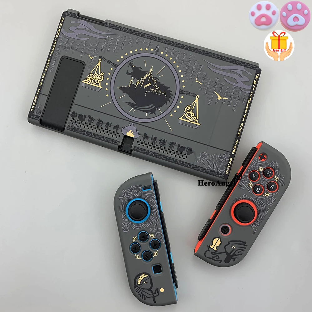 

Protective Split Shell Mysterious Egypt Pharaoh Case Hard Cover Back PC Girp For Nintend Switch Console & Joystick Black Holder
