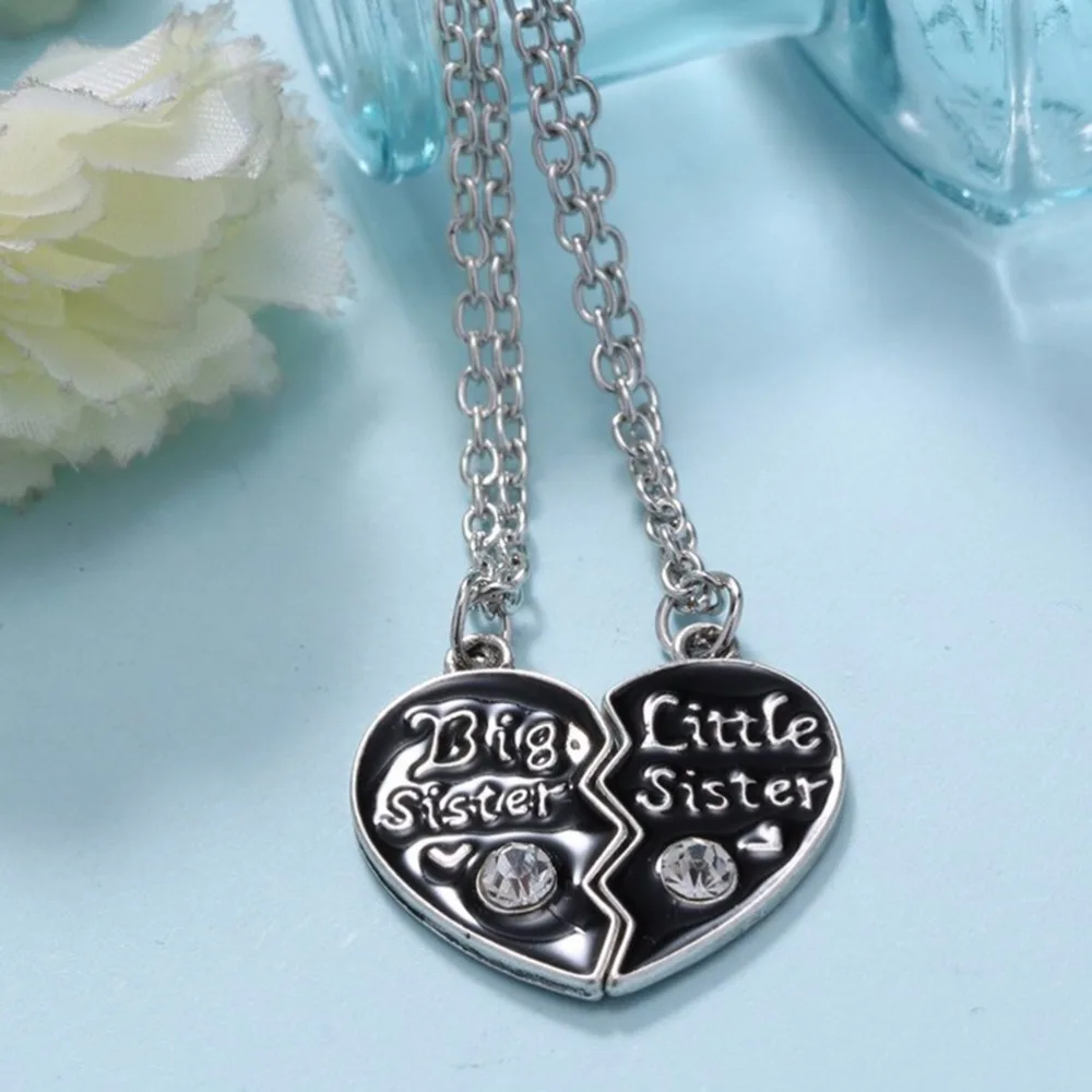 Broken Heart Style Pendant Necklace Chic Love Big Sister Little Chain Necklaces | Украшения и аксессуары