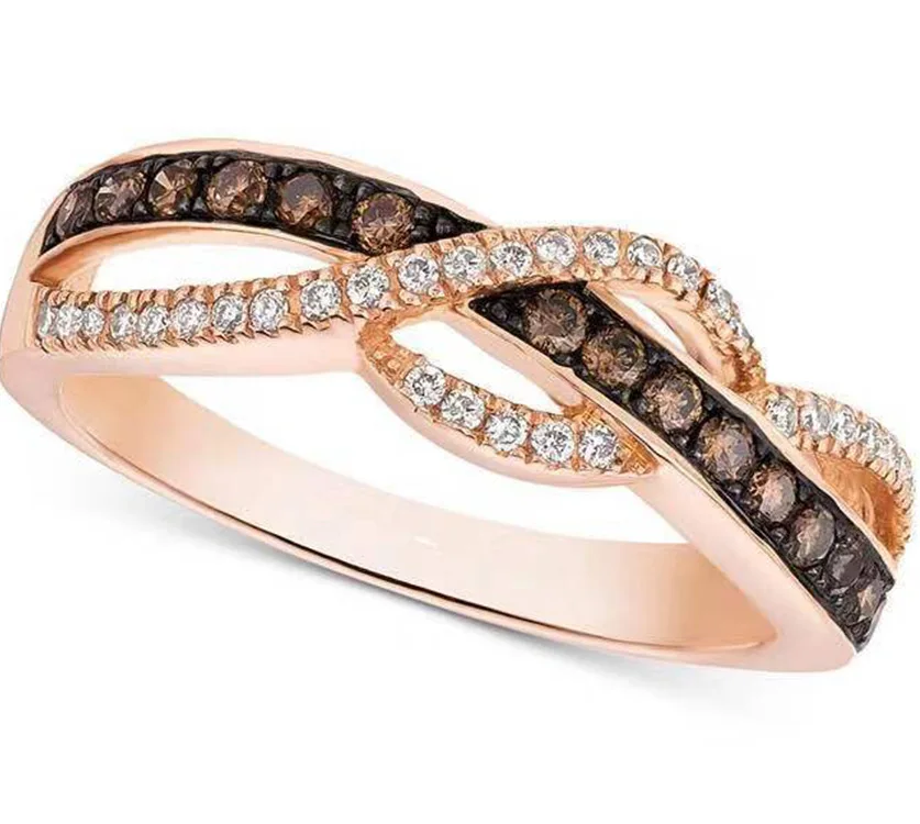 

Mifeiya Creative Ladies Ring Retro Geometric Round Finger Two-color Rhinestone Crystal Zircon Female Ring for Party Jewelry