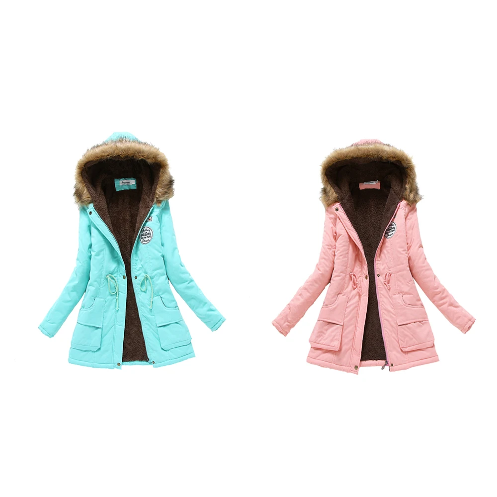 Корейское Женское зимнее теплое пальто с капюшоном ветрозащитная парка из