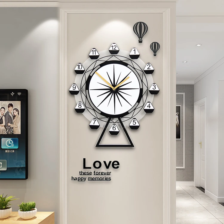 

Large Nordic Wall Clock Creative Art Simple Black Digital Wall Clock Grosse Horloge Modern Design Home Decor Wall Watch MM60WC