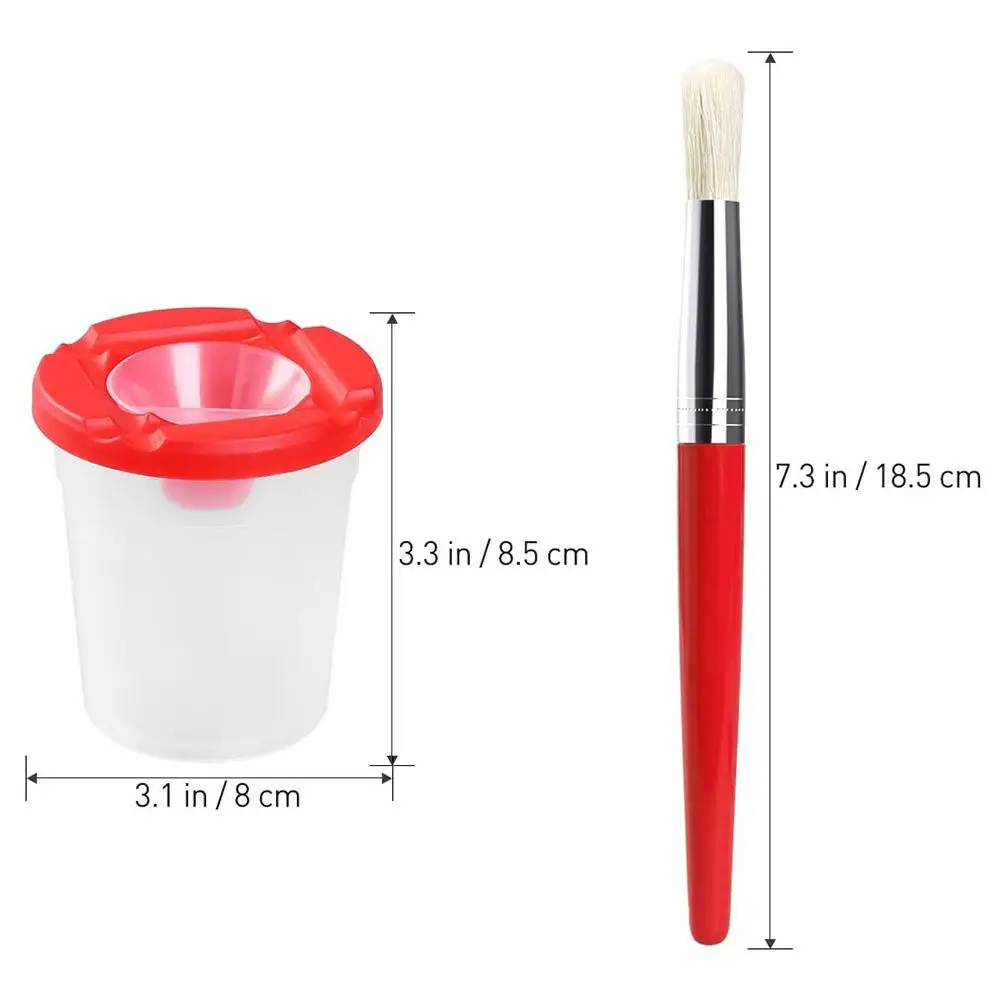 

Children Plastic 10-color Pen-washing Cup + 10-color Bristle Graffiti Painting Brush Set