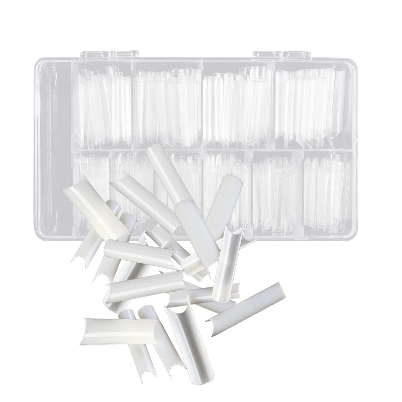 

100Pcs Extra Long Tips Square Transparent White C Curved False Nail Tips for Nail Salon DIY False Nails Salon Supply