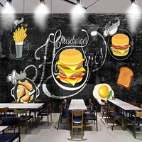 custom mural wallpaper 3d hand painted hamburger western food fast food shop restaurant background wall decor papel de parede 3d